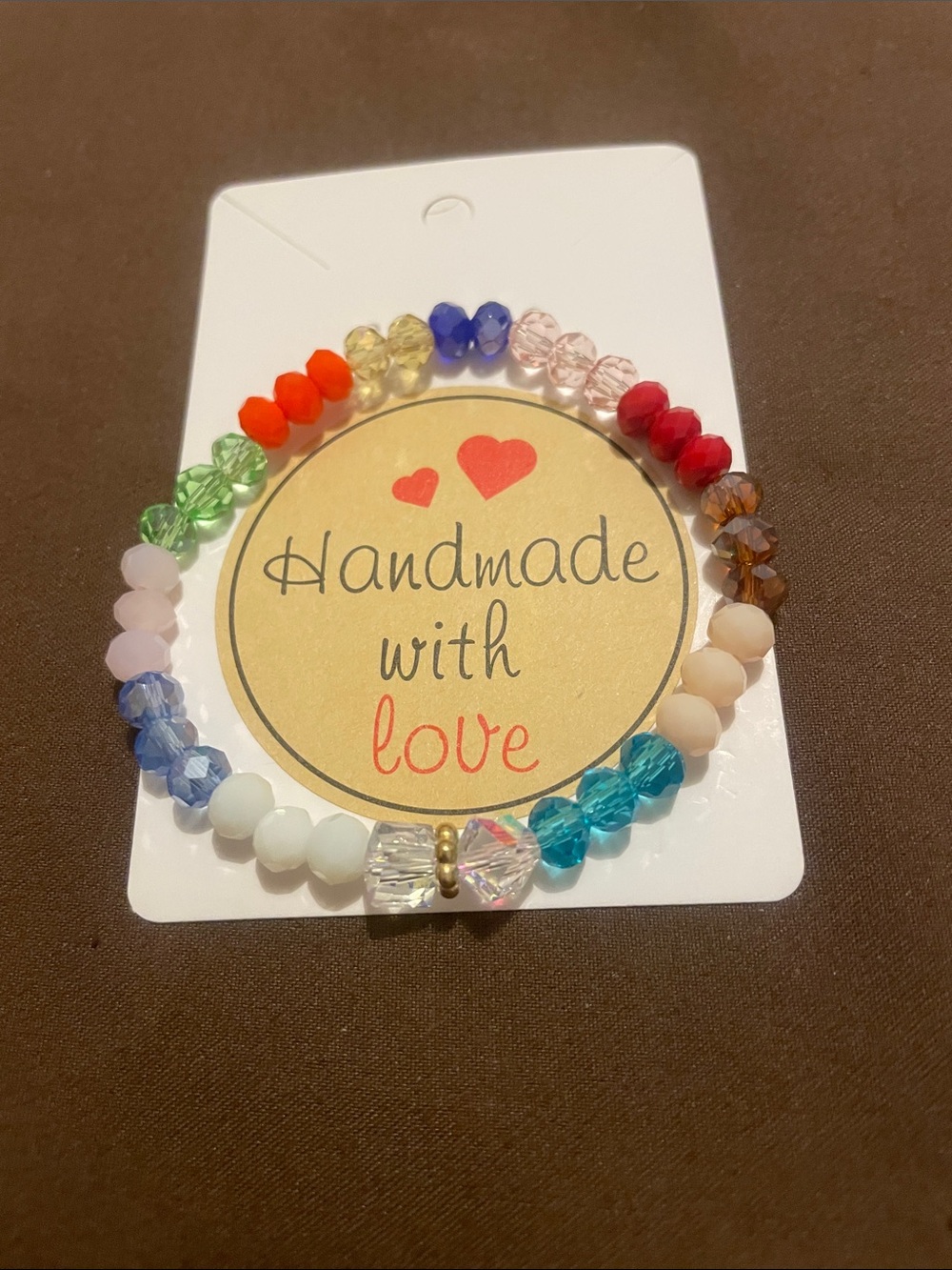 2/$7 - Handmade Multicolor Crystal Beaded Bracelet — Vibrant Rainbow Accent